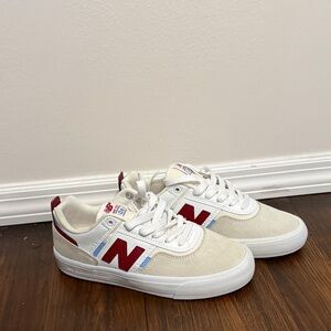 New Balance Cream and Red Sneakers